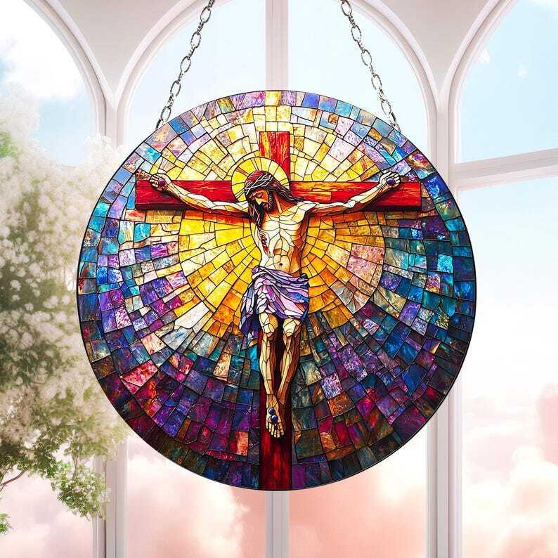 Jesus Religious Acrylic SUNCATCHER Jesus Catholic Window Hanging Gift Christian Faith For Religious Gift Of Faith Nativity Gift Christmas Gift