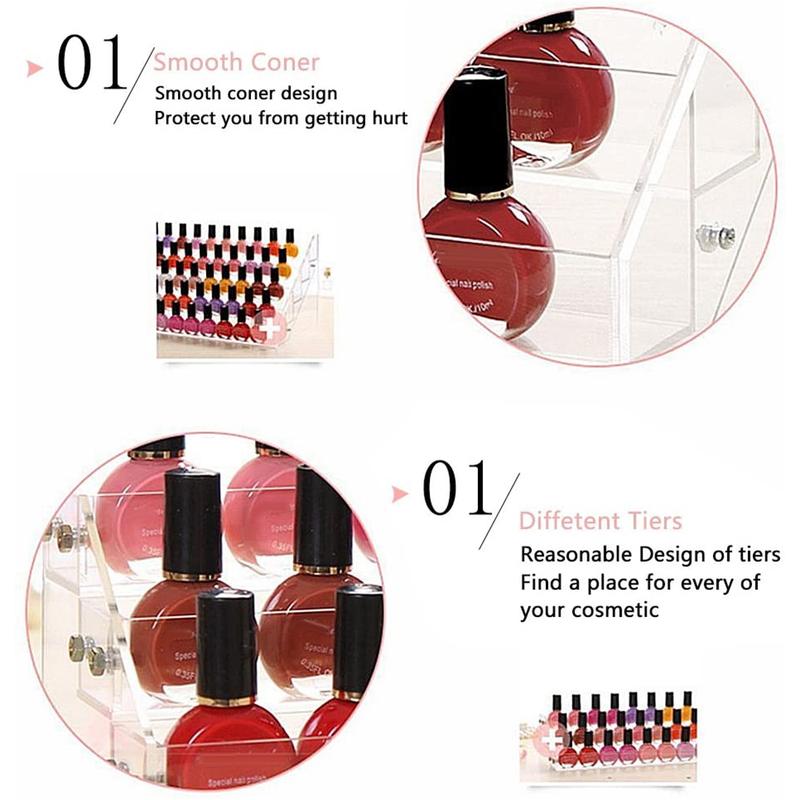 4-Layer Cosmetic Makeup Case Nail Polish Varnish Display Stand Lipstick Holder Plastic Organizer Rack