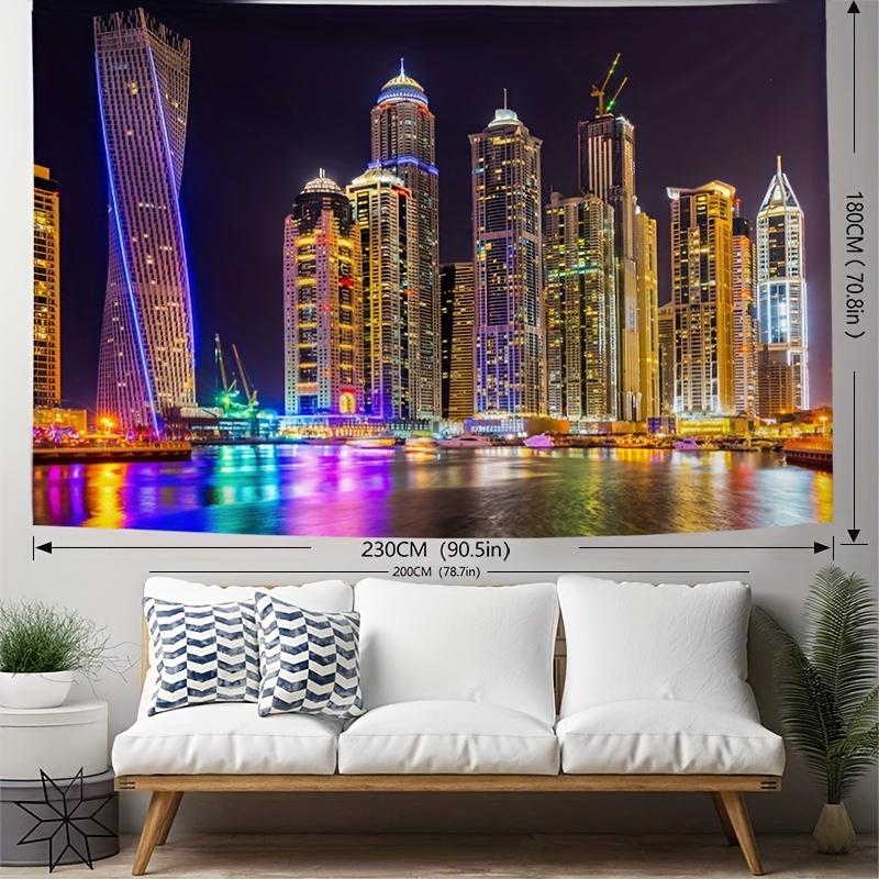 Night View Pattern Tapestry, Polyester Tapestry, Wall Hanging For Living Room Bedroom Office, Home Decor Room Decor Party Decor, With Free Installation Package