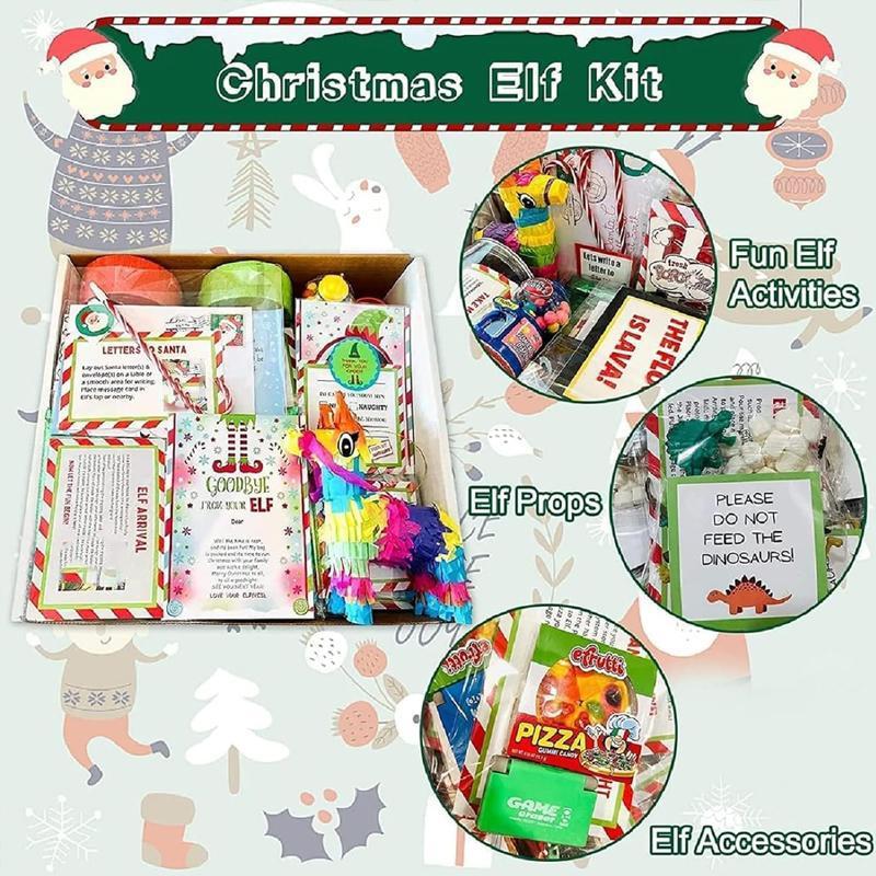 24 Days Of Christmas Elf Kit, 1 Set Fun Christmas Elf Activities Props, Elf Kits Best Christmas Countdown Gift for Friends and Family