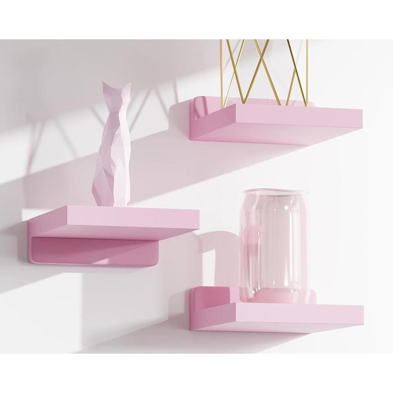 Small Floating Shelves Mini Shelves Hanging Display 5 Inch Wall Shelf for Bathroom Livingroom Bedroom,3 Pack, with 2 Types of Installation, Great for Pink Room Decor