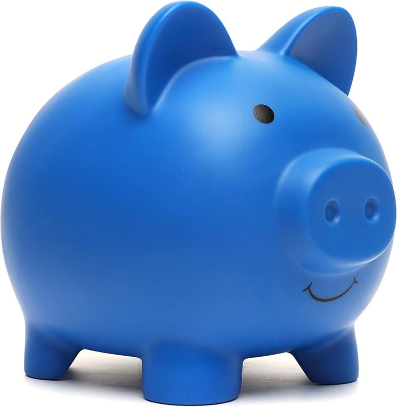 Cute Piggy ,   for Boys and Girls, 's Plastic Shatterproof Money BankChildren's  Gift Savings Jar (Dark Blue)