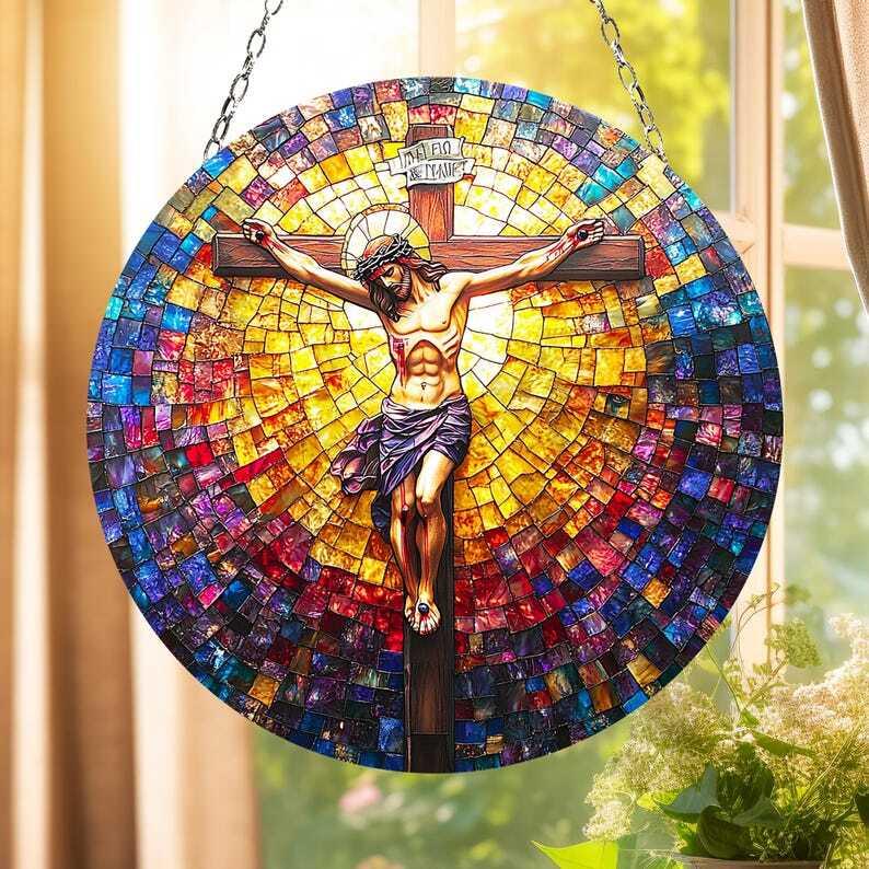 Jesus Religious Acrylic SUNCATCHER Jesus Catholic Window Hanging Gift Christian Faith For Religious Gift Of Faith Nativity Gift Christmas Gift