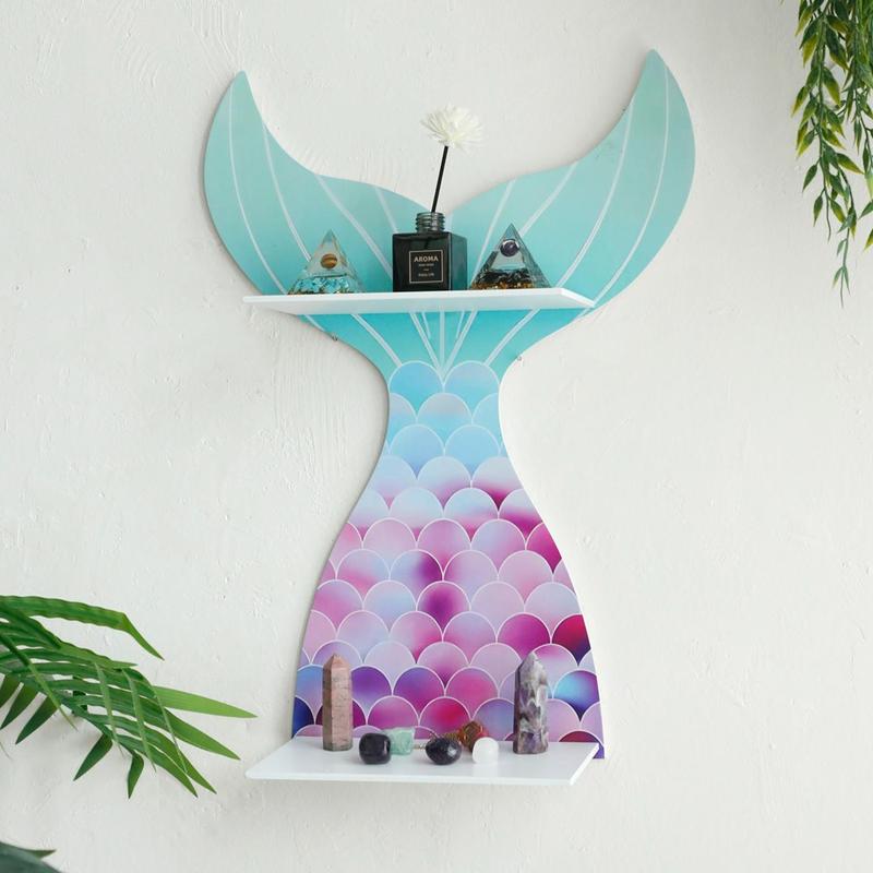 Mermaid Tail Design Wall Mounted Shelf, 1 Count Boho Style Wall Hanging Shelf, Home Decor for Living Room & Bedroom