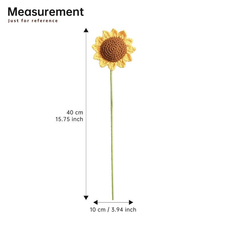 YShomy Crochet Handmade Sunflowers 6pcs set, Longlasting Knitted Flowers for Home Decoration, Christmas Gift, Valentines Day, Cotton Decorative Plant