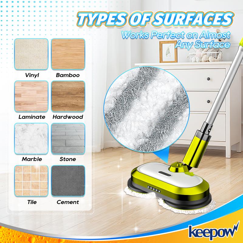 KEEPOW 6.3 Inch Electric Mop Pads Replacement Compatible with G700 & P700 Cordless Electric Mop, Microfiber Floor Cleaning Pads,4 Microfiber Pads+ 2 Polishing Pads, Round Spin Pads (6 Packs)