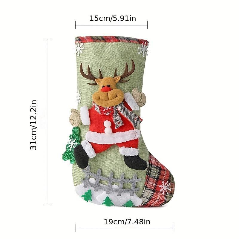 Christmas Themed Fabric Hanging Ornament, 1 4 Counts Cute Cartoon Christmas Stockings Hanging Decoration, Hanging Ornament for Home Party Festival, Home Decor