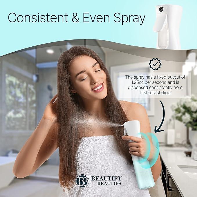 Continuous Spray Bottle with UltraFine Mist -Versatile Water Sprayer forHair, Home Cleaning, Salons, Plants,Aromatherapy, and More - Hair SprayBottle (Clear -7.040z 200ml)-B9