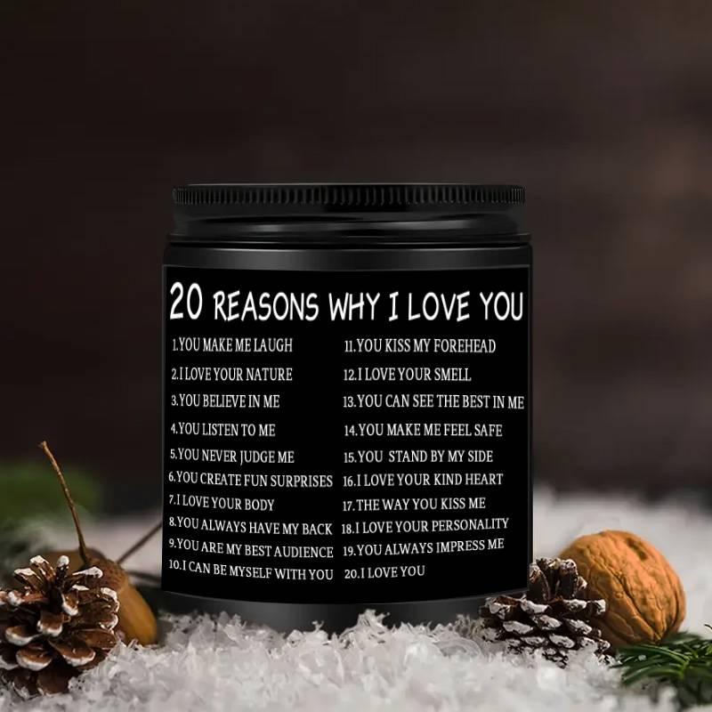 20 Reasons Why I Love You Scented Candle, Emotional Gift, Love Token Gift for Wife Husband Girlfriend Boyfriend Bride Groom Fiance Confession Gift