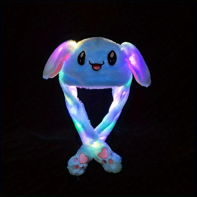 Cute Cartoon Rabbit Design Glowing Hat, 1 Count Luminous Rabbit Ear Hat, Party Decoration Supplies for Girls & Boys, Gifts for Him, Gifts for Kids, Birthday Gift