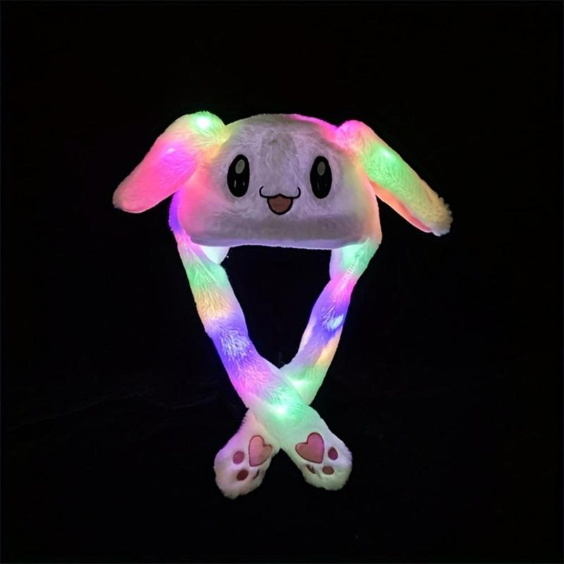 Cute Cartoon Rabbit Design Glowing Hat, 1 Count Luminous Rabbit Ear Hat, Party Decoration Supplies for Girls & Boys, Gifts for Him, Gifts for Kids, Birthday Gift