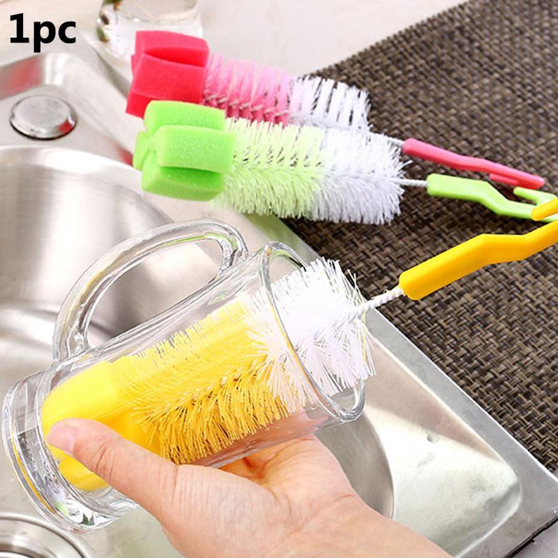 Random Color Durable Cup Cleaning Brush, 1 Count Portable Long Handled Bottle Brush, Practical Kitchen Cleaning Tool For Thermos Cups & Glasses