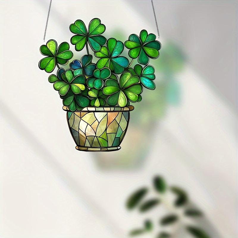 Four-leaf Clover Design Sun Catcher, 1 Count Acrylic Window Hanging Decor, Colorful Glass Style Home Office Light Catcher, Ideal Gift