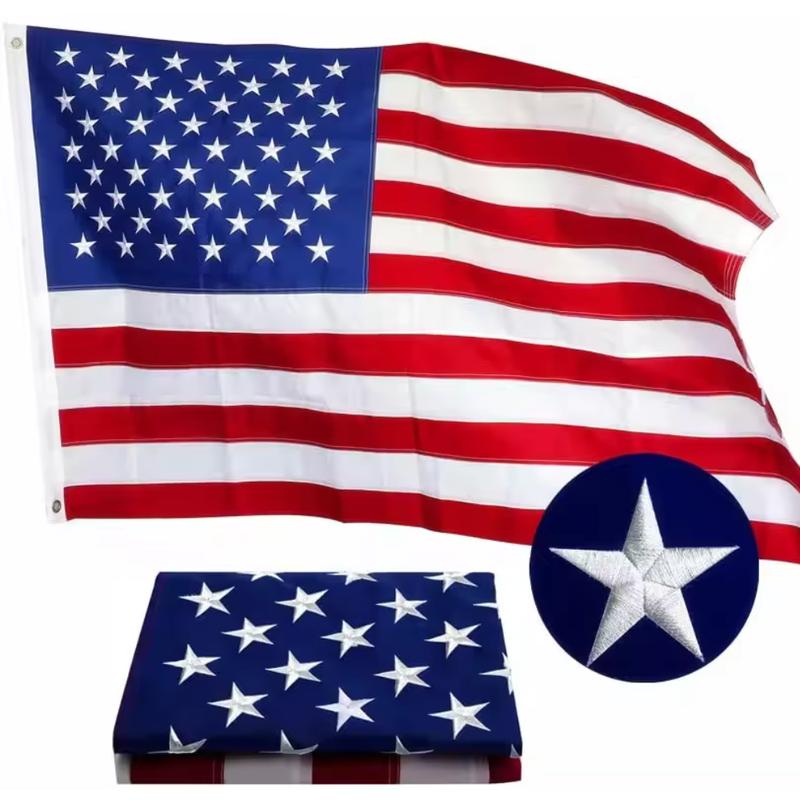 American Flag 3x5 FT Outdoor USA Heavy duty US Flags with Embroidered Stars, Sewn Stripes and Brass Grommets 3x5 Feet Strong Long Lasting USA Flag Wall Decoration Holiday Decor