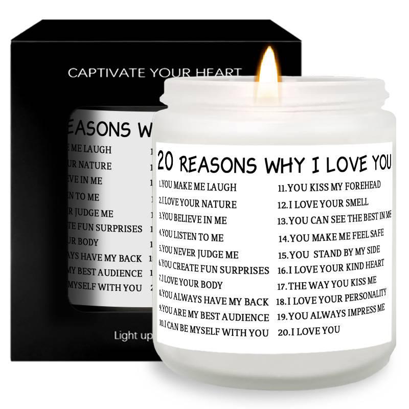 20 Reasons Why I Love You Scented Candle, Emotional Gift, Love Token Gift for Wife Husband Girlfriend Boyfriend Bride Groom Fiance Confession Gift