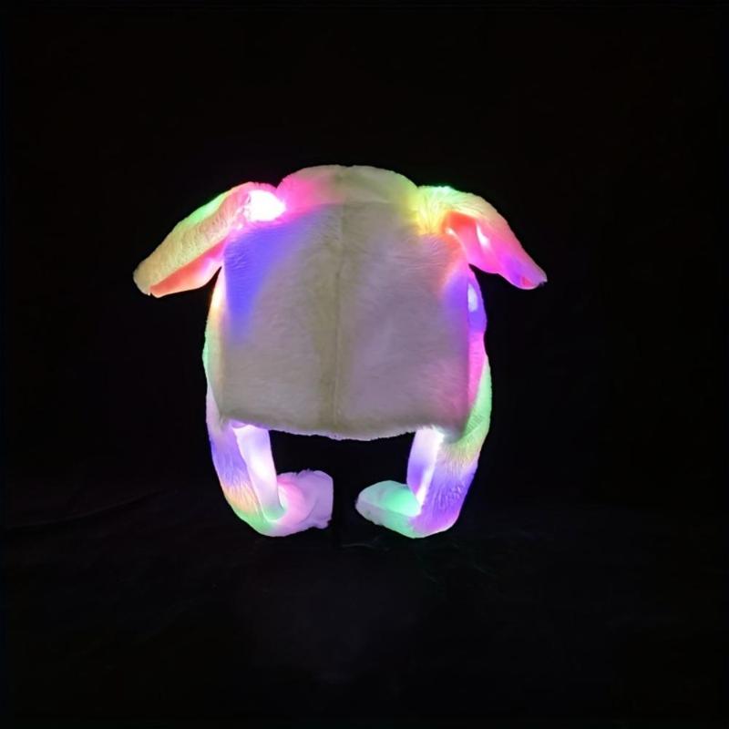 Cute Cartoon Rabbit Design Glowing Hat, 1 Count Luminous Rabbit Ear Hat, Party Decoration Supplies for Girls & Boys, Gifts for Him, Gifts for Kids, Birthday Gift