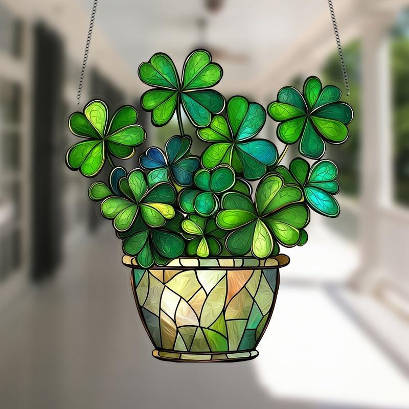 Four-leaf Clover Design Sun Catcher, 1 Count Acrylic Window Hanging Decor, Colorful Glass Style Home Office Light Catcher, Ideal Gift