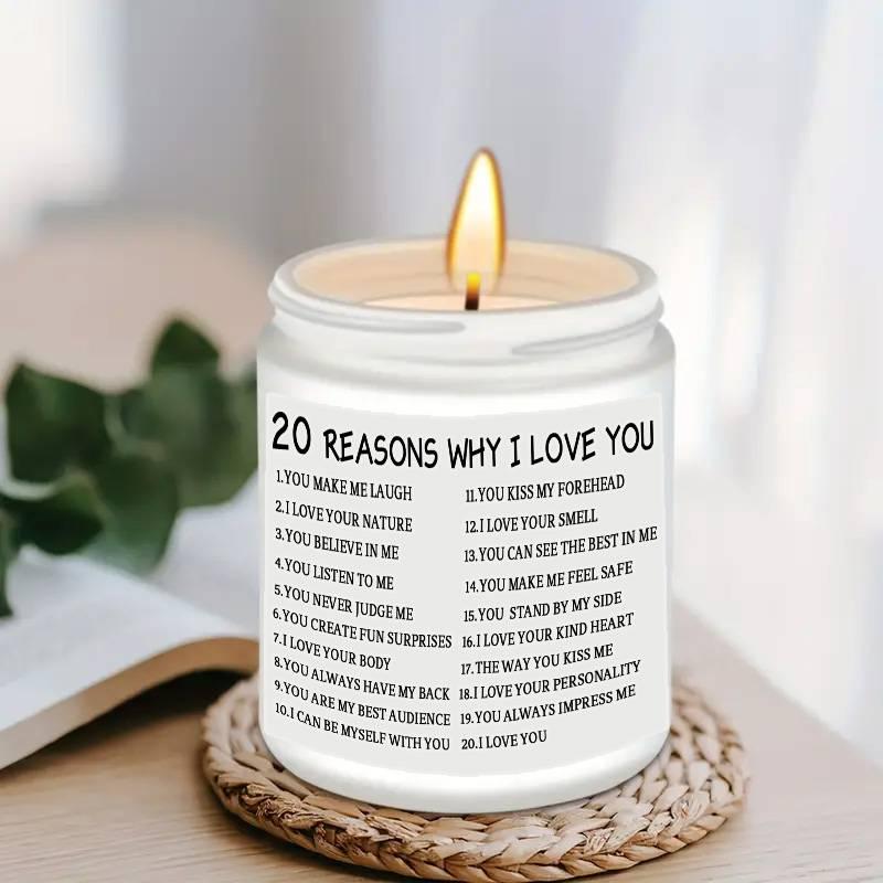 20 Reasons Why I Love You Scented Candle, Emotional Gift, Love Token Gift for Wife Husband Girlfriend Boyfriend Bride Groom Fiance Confession Gift