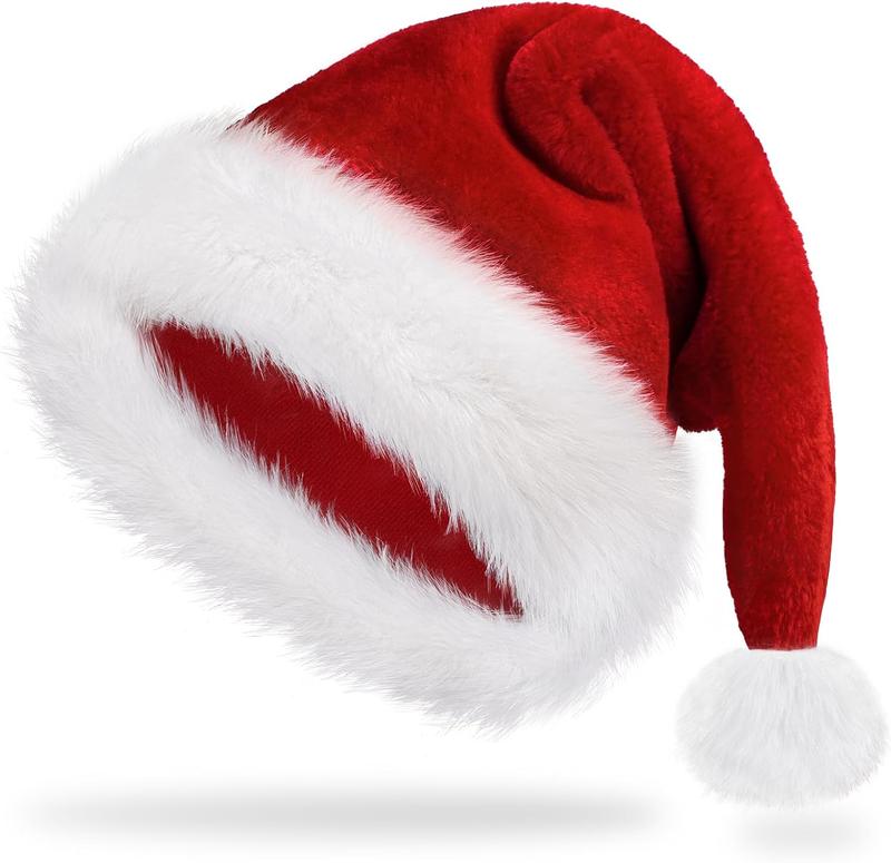 Santa Hat Christmas Hats for Adults  , Xmas Holiday Hat, Classic Santa Claus Hat for New Year Party