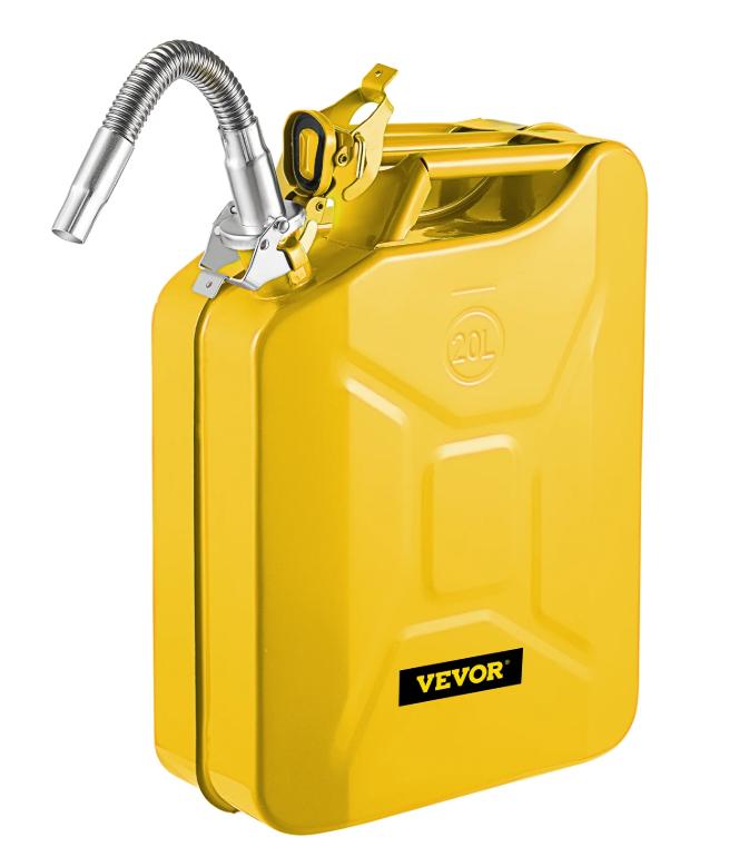 VEVOR Jerry Fuel Can, 5.3 Gallon   20 L Portable Jerry Gas Can, Yellow - Bottles, Organiser