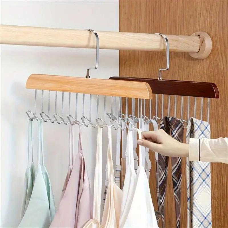 Wooden Hanger with 360° Rotatable Hook, 1 Count Clothes Hanger, Home Organizer for Bedroom Wardrobe Closet