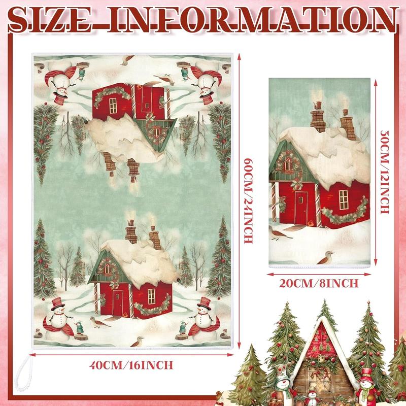 6 Pcs Christmas Kitchen Towels Vintage Winter Dish Towels Absorbent Snowman Santa Claus Bathroom Hand Towels Decorative Xmas Tea Towel Christmas Decoration for Kitchen Bathroom