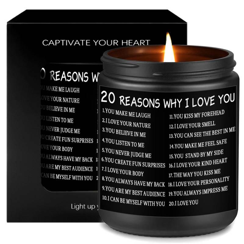 20 Reasons Why I Love You Scented Candle, Emotional Gift, Love Token Gift for Wife Husband Girlfriend Boyfriend Bride Groom Fiance Confession Gift