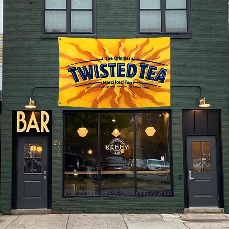 Twisted Tea 3x5Ft Flag Tapestries with 4 Bass Gromments Vivid Color Room Garden Store Decor for Bedroom Room Wall Decorations Indoor Outdoor Banner