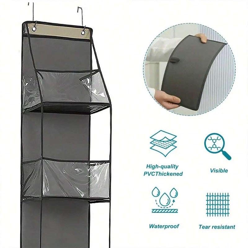 Over-the-door Hanging Storage Bag, 1 Count 4 6 Layer Door Back Hanging Storage Bag with Window, Space-saving Storage Organizer for Home Dorm