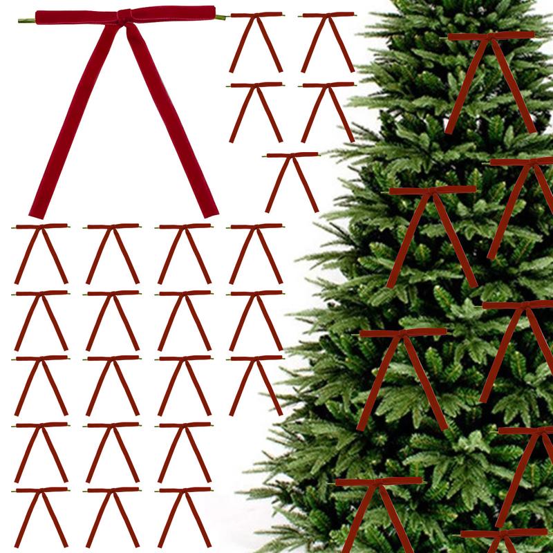 12pcs 24pcs Velvet Christmas Tree Bows Hangings for Wreaths, Christmas Trees, Gifts and Home Decor, Great for Christmas, Weddings, Indoors and Outdoors