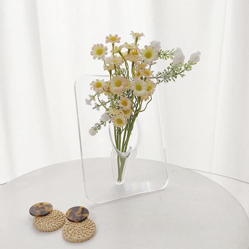 Acrylic Flower Vase, 1 Count Photo Frame Shaped Clear Acrylic Flower Vase, Rectangle Clear Acrylic Flower Vase for Home Table Centerpiece