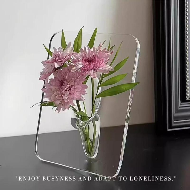 Acrylic Flower Vase, 1 Count Photo Frame Shaped Clear Acrylic Flower Vase, Rectangle Clear Acrylic Flower Vase for Home Table Centerpiece