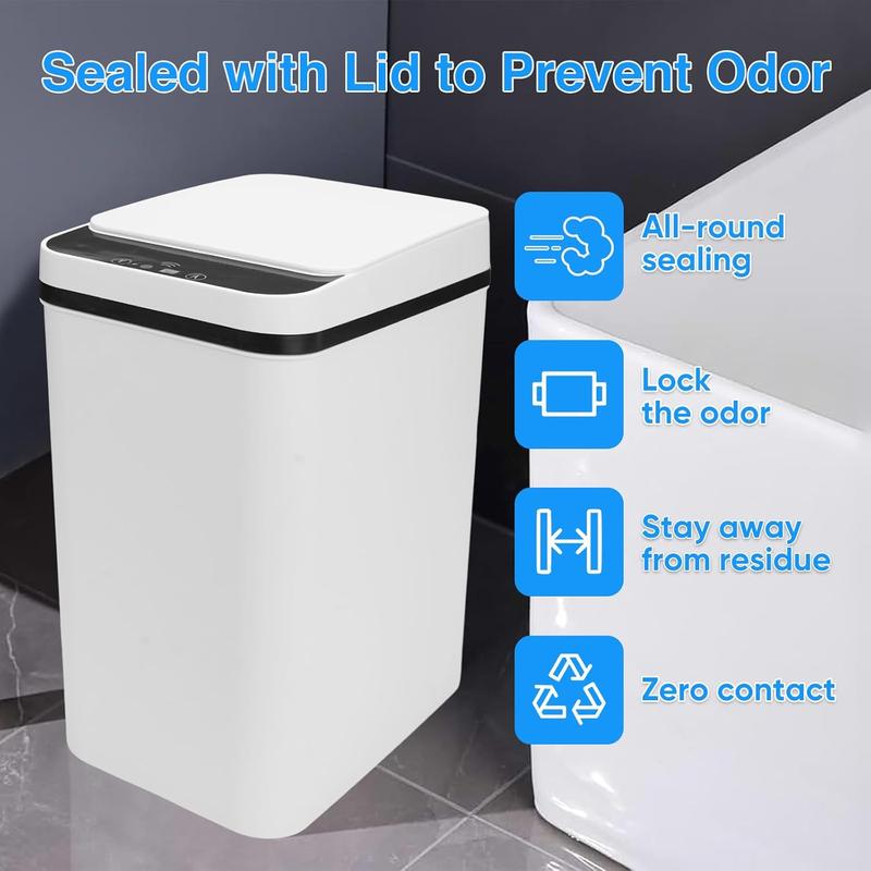 Bathroom Trash Can with Lid, 3.2 Gallon  Garbage Can,  Sensor Electric Touchless Trash Can with 40 count Trash Bags, Ideal for Bathroom, Kitchen, Living Room