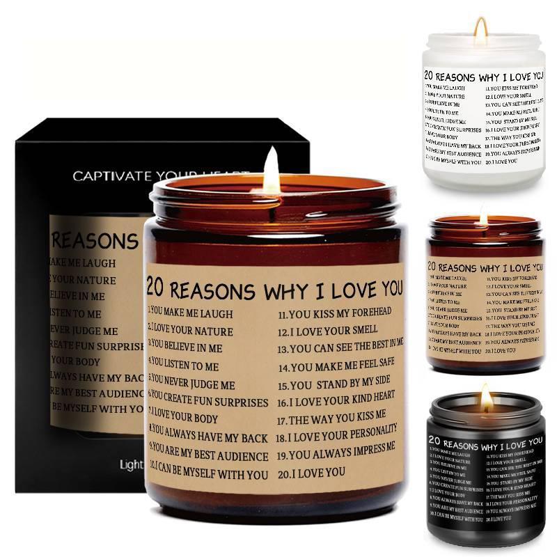 20 Reasons Why I Love You Scented Candle, Emotional Gift, Love Token Gift for Wife Husband Girlfriend Boyfriend Bride Groom Fiance Confession Gift